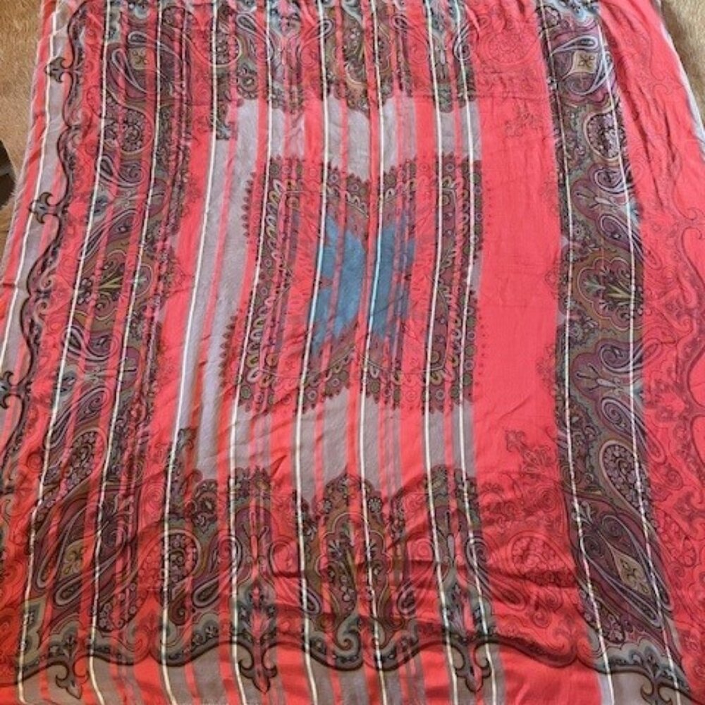 Etro Red Paisley Silk Scarf